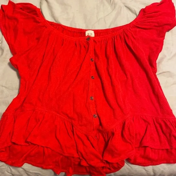 Free people red off the shoulder top - Picture 1 of 2